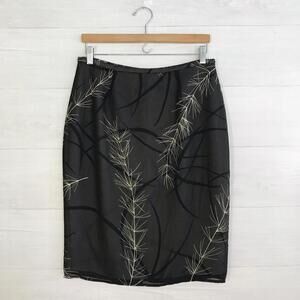 Vintage 90s Express Black & ivory 2-layered chiffon floral pencil skirt sz 11/12